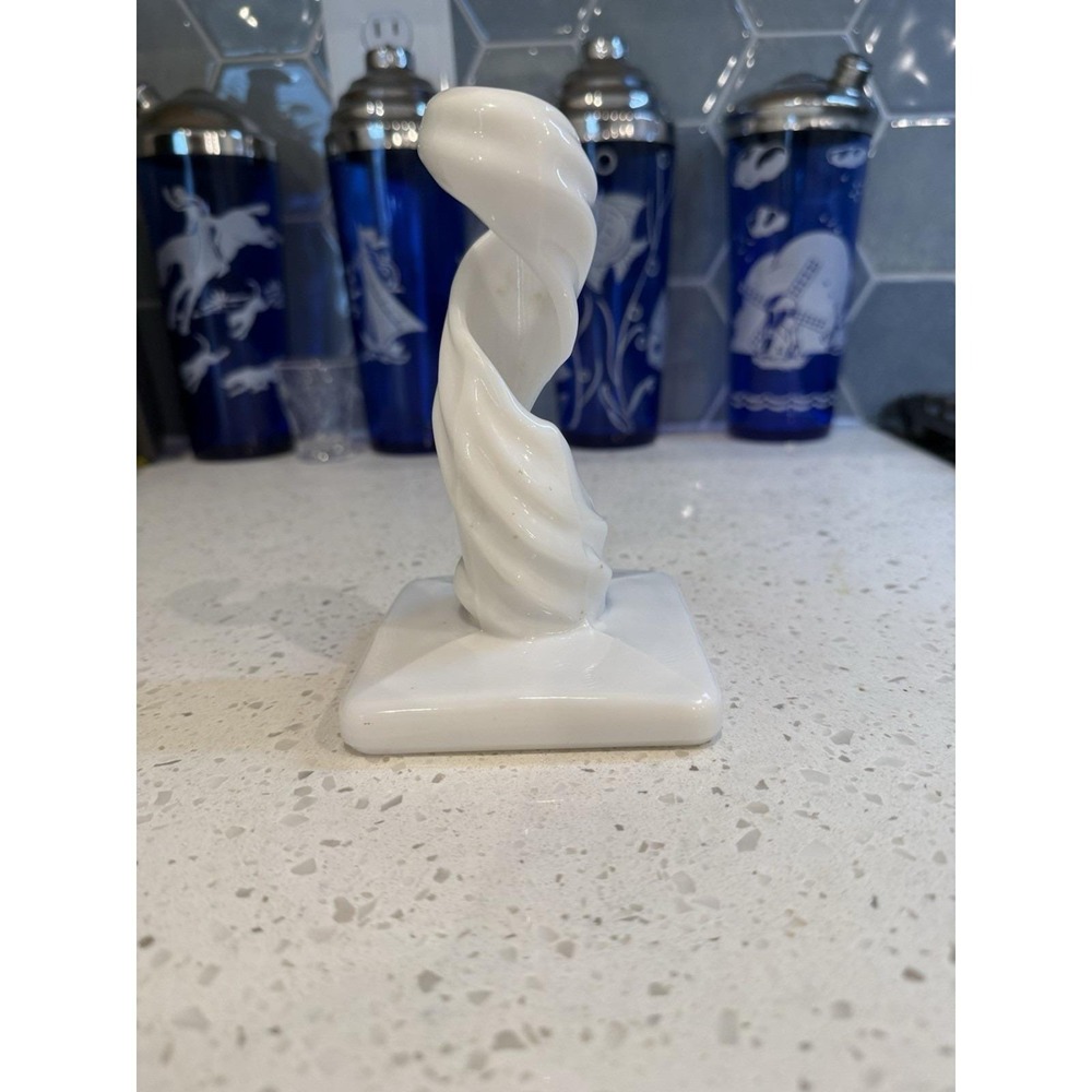 Westmoreland Milk Glass Lotus Spiral Candle Stick Holder Mid Century